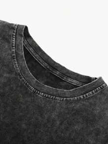 Manfinity Roughcore Men's Goth-Inspired Minimalist Cotton Tank Top, Cropped Hem, Distressed Design, Simple Cross Embossed Texture, Streetwear, Suitable For Casual, Outdoor, Gatherings, Holiday Gift - Black - View 7