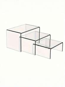 两件套小型透明亚克力展示架，适用于收藏品、化妆品等，透明材质，可用于厨房、浴室、客厅、桌面装饰、派对庆典展示收纳架。 - 透明 - 查看 13