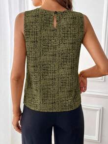 SHEIN Clasi 女士新款优雅圆领褶皱宽松H型休闲百搭衬衫 - 軍綠色 - 查看 2