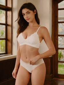 Crystal Vow 1 件女士无钢圈蕾丝文胸 - 白色 - 查看 3