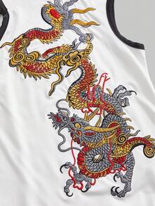 ROMWE Avant 女士新款中国风龙绣图案改良旗袍上衣 - 白色 - 查看 2