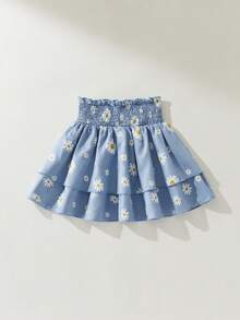 Maija Kids 1 chiếc váy bé gái kiểu dáng thanh lịch, rộng rãi, họa tiết hoa cúc dễ thương, viền bèo đôi, thích hợp mặc hàng ngày, đi học, dã ngoại, họp mặt, lễ hội, mùa xuân và mùa hè. - Nhiều màu - Xem 4
