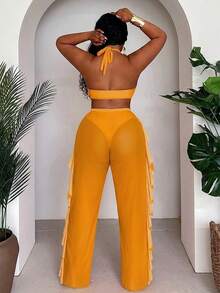Conjunto de traje de baño para de talla (3 piezas) - Naranja Coral - Ver 2