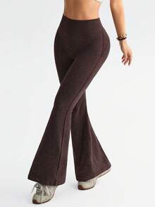 Dewbera Dewbera 1pc Coffee Brown Seamless Sports Leggings, Soft & Comfortable Fit, Suitable For Workout, Running, Casual, Yoga - Coffee Brown - View 5