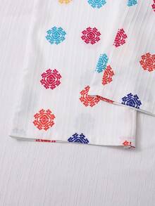 Sparklyn Tween Girl Bow Decor Allover Print Ruffle T-Shirt And Wide Leg Pants 2-Piece Casual Outfit - White - View 6