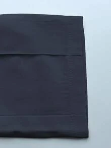 Manfinity Homme Bộ quần áo sơ mi tay ngắn trơn màu thường ngày cho nam - Màu xanh hải quân - Xem 3