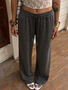 Livesso Pantaloni casual e morbidi da donna decorati con strass - nero - Visualizzare 4