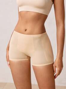 Women's Seamless Thin Tummy Control Panties With Fake Butt Padded Hip Enhancer Briefs - Apricot - View 3