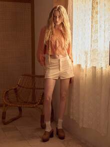 MOTF STUDIO WOMEN'S EMBROIDERY HOLLOW OUT BLOUSE - Orange - View 4