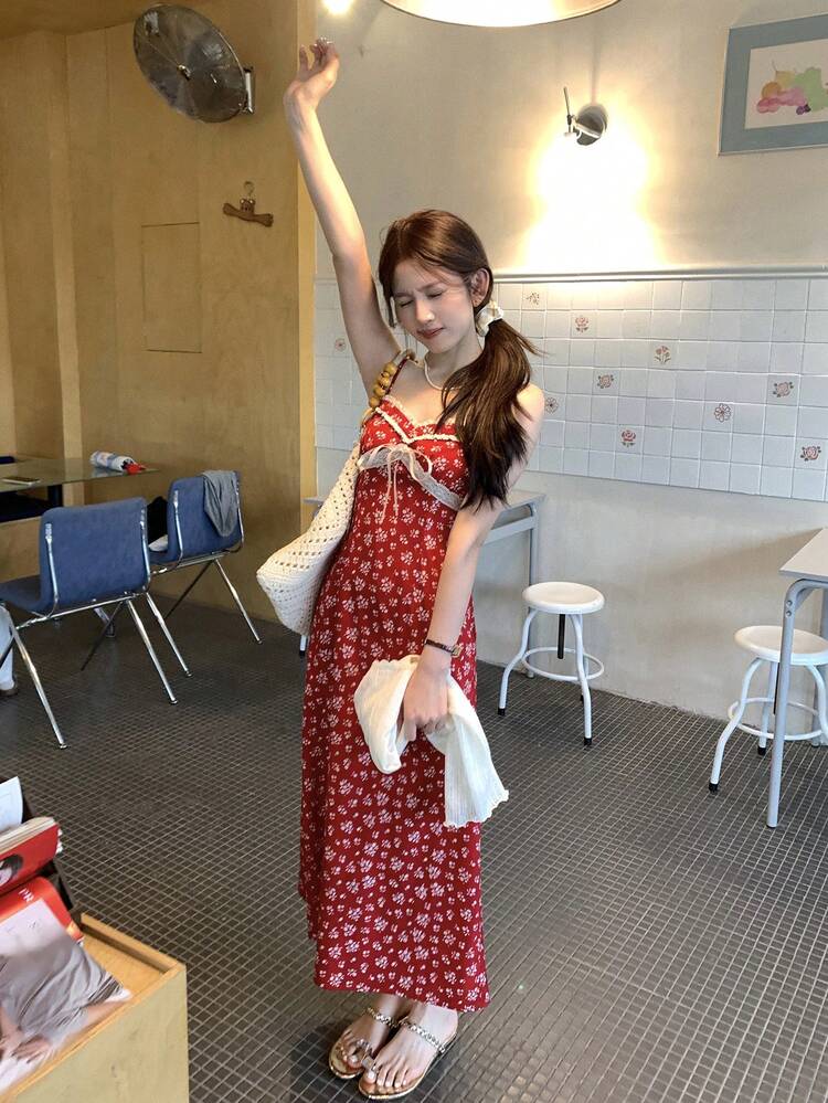 Women's Full Print Korean Style Spring/Summer Vacation Long Dress Boho