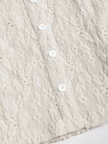 Sweetra 女士甜美提花镂空性感露肩休闲修身连衣裙，适合春夏穿着 - 杏色 - 查看 3