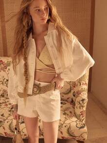 MOTF STUDIO ÁO KHOÁC NỮ THÊU HỌA TIẾT, CÚC PHÍA TRƯỚC - Màu be - Xem 5