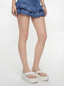 ROMWE Kawaii 女士白色厚底 6.5 厘米厚底 EVA 人字拖，软底防滑夏季拖鞋，时尚女神款坡跟凉鞋 - 白色 - 查看 2