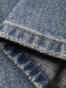 DAZY Quần jeans denim nữ dáng rộng, chất liệu denim mài, thích hợp cho mùa xuân và hè. - Màu xanh lam - Xem 6