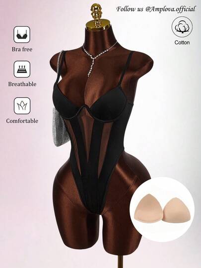 Amplova 女士纯色镂空休闲百搭日常连体衣