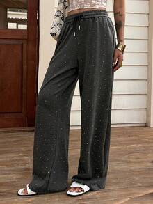 Livesso Pantaloni casual e morbidi da donna decorati con strass - nero - Visualizzare 5