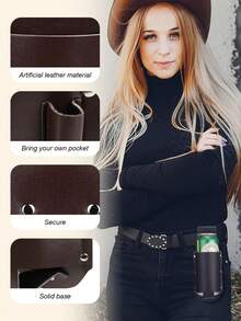Zazumi Retro Western Style Leather Beer Bottle Holder, Waist-Hung Portable Can Cooler Sleeve With Belt Loop, Waterproof PU Leather Bottle Holster For Men Women, 2 Styles (With Pen Slot/Without Pen Slot), 3 Colors (Black, Coffee, Dark Green), Perfect For Country Concert, Party, Camping, Hiking, Daily Carry, Unique Gift For Beer Lovers - Multicolor - View 6