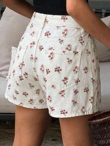 DAZY Summer New Loose Casual Leopard Print Women Denim Shorts - White - View 5