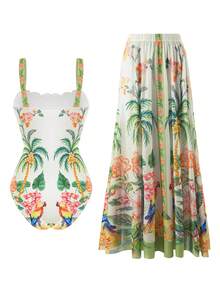 Swim Oasis Áo tắm liền thân mới dành cho nữ, kiểu dáng hở lưng, phong cách Bohemian, thích hợp cho mùa xuân/hè. - Nhiều màu - Xem 2