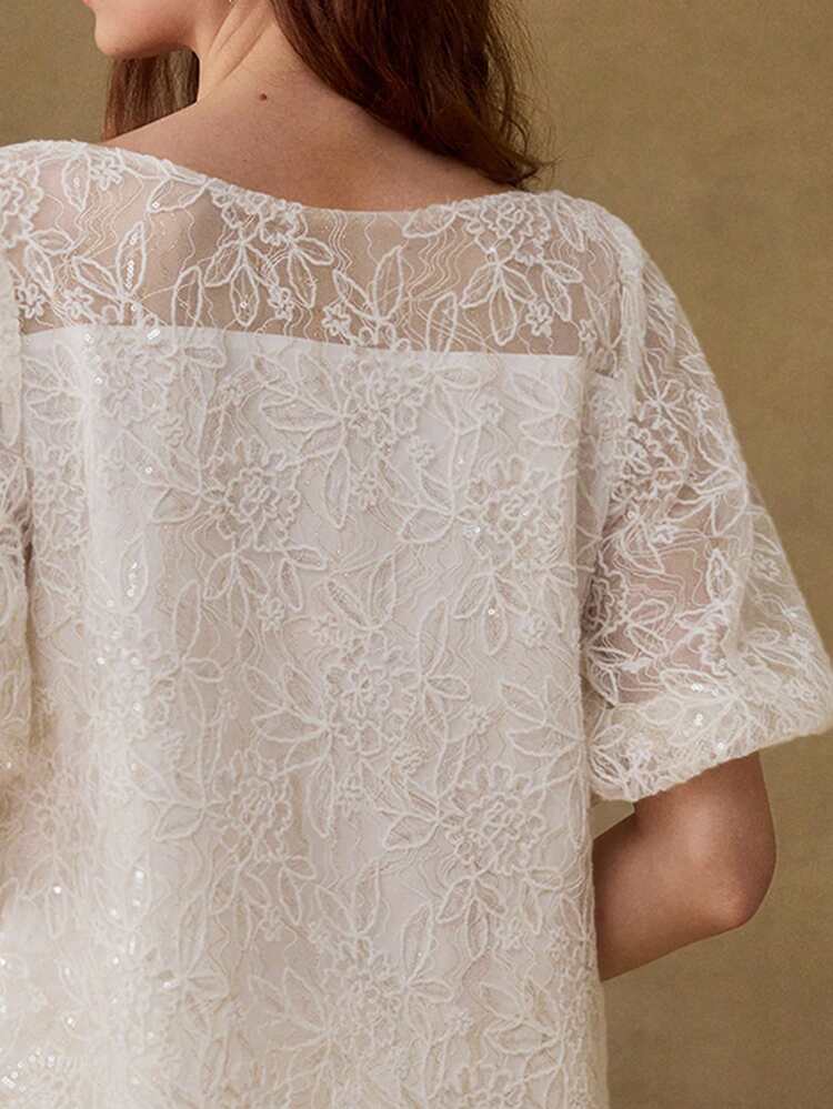 WOMEN'S SUMMER FASHION JACQUARD LACE SEE-THROUGH TOP