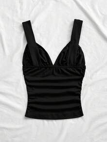 Soleia Áo hai dây màu đỏ trơn, kiểu dáng giản dị, lãng mạn, thích hợp cho kỳ nghỉ Giáng sinh, Ngày lễ tình nhân và Năm mới. - màu đen - Xem 2