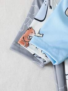 SHEIN Playful Pals 6件套男童卡通大象动物印花修身T恤和短裤睡衣套装 - 彩色 - 查看 6