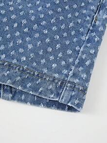 GlowEve Quần short denim nữ dáng suông có bèo nhún - Màu xanh lam - Xem 5