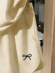 少女圆领插肩袖短袖休闲蝴蝶结装饰T恤套装，夏季 - 彩色 - 查看 5