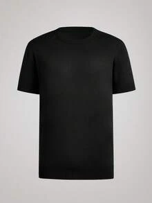 Officeau Men's Casual Solid Color Short Sleeve Pullover Knit Sweater, Spring/Summer - Black - View 2