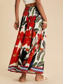 Travachic Tropical Floral & Bird Print Skirt, Spring/Vacation Style - Multicolor - View 2