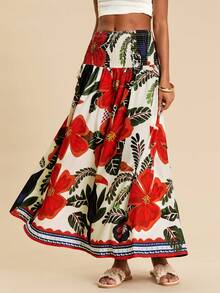 Travachic Tropical Floral & Bird Print Skirt, Spring/Vacation Style - Multicolor - View 6