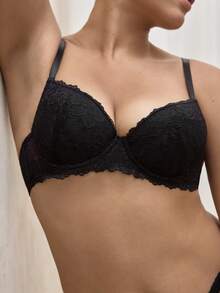 Áo ngực có gọng ren đen cho nữ - màu đen - Xem 6