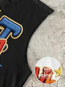 STEELVANCE Áo tank top không tay cổ tròn in chữ, họa tiết đồ họa dành cho nam, áo vest mùa hè thiết yếu cho nam giới. - màu đen - Xem 4