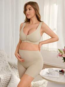 Moonlight&Mama Adhesive Solid Color Comfortable Maternity Briefs - Apricot - View 6