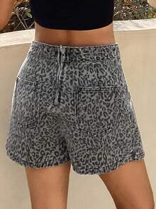 DAZY Chân váy nữ dáng rộng, thoải mái, có khóa kéo, họa tiết da báo, chất liệu cotton. - Đen và trắng - Xem 2