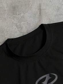 AXEPEAK Men's Casual Fashionable Graphic Print Colorblock Short Sleeve T-Shirt, Suitable For Daily Commute In Summer - Dark Grey - View 5