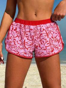 Swim Vcay Short de bain femme d'été, plage, coloré et ludique, imprimé floral tropical, taille élastique. Idéal pour les vacances de printemps, les sorties d'automne, la plage et les activités côtières. Short de plage. Maillot de bain imprimé tropical. Bas de maillot de bain seulement. Short de plage pour femme. Short floral. Short rose. Short de yoga. Maillot de bain short pour femme. Tenue de plage pour femme. Short de sauveteur. Short de course pour femme - Multicolore - Voir 1
