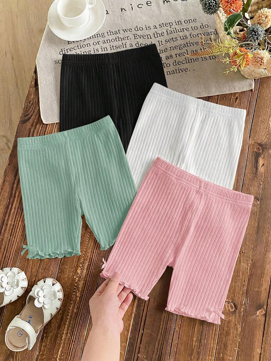 SHEIN LMoss Kids 4件套 女童纯色针织打底裤 - 彩色 - 查看 1