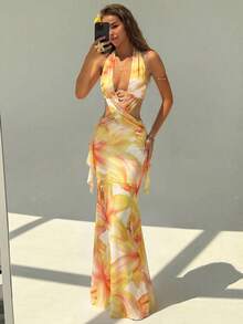 Backless, Fitted Holiday Dress With A Cut-Out Crossover Design, Perfect For Showing Off In Summer - Black - View 5