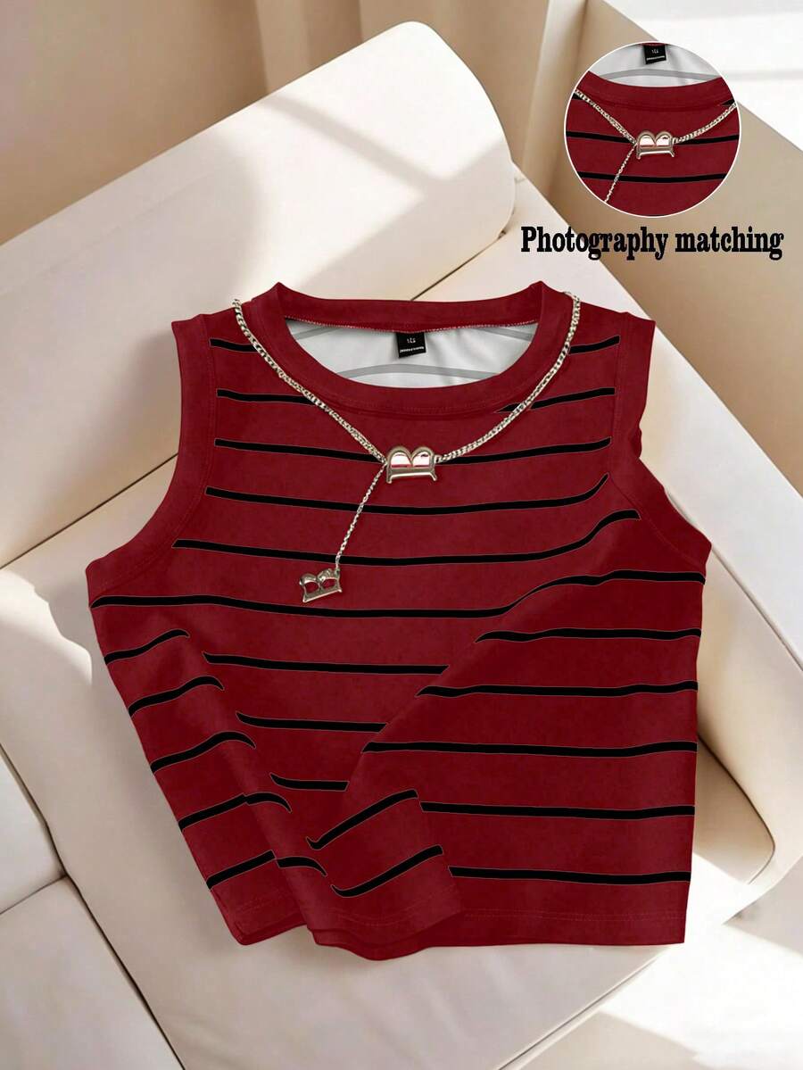 GlowEve CURVE Plus Size Black Metal Decor Necklace Vest Casual Commute Vacation Music Festival Spring Summer Autumn Formal Teacher - Burgundy - View 1