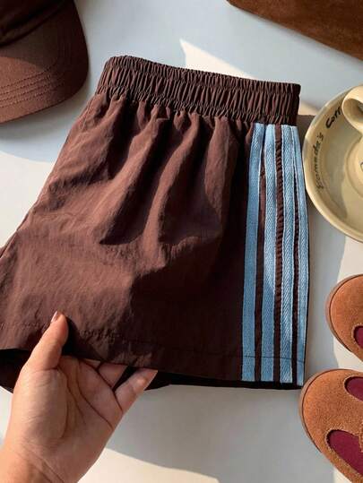 Comfortcana Quần short cỡ lớn, màu trơn, cạp chun, đa năng, thích hợp cho mùa hè.