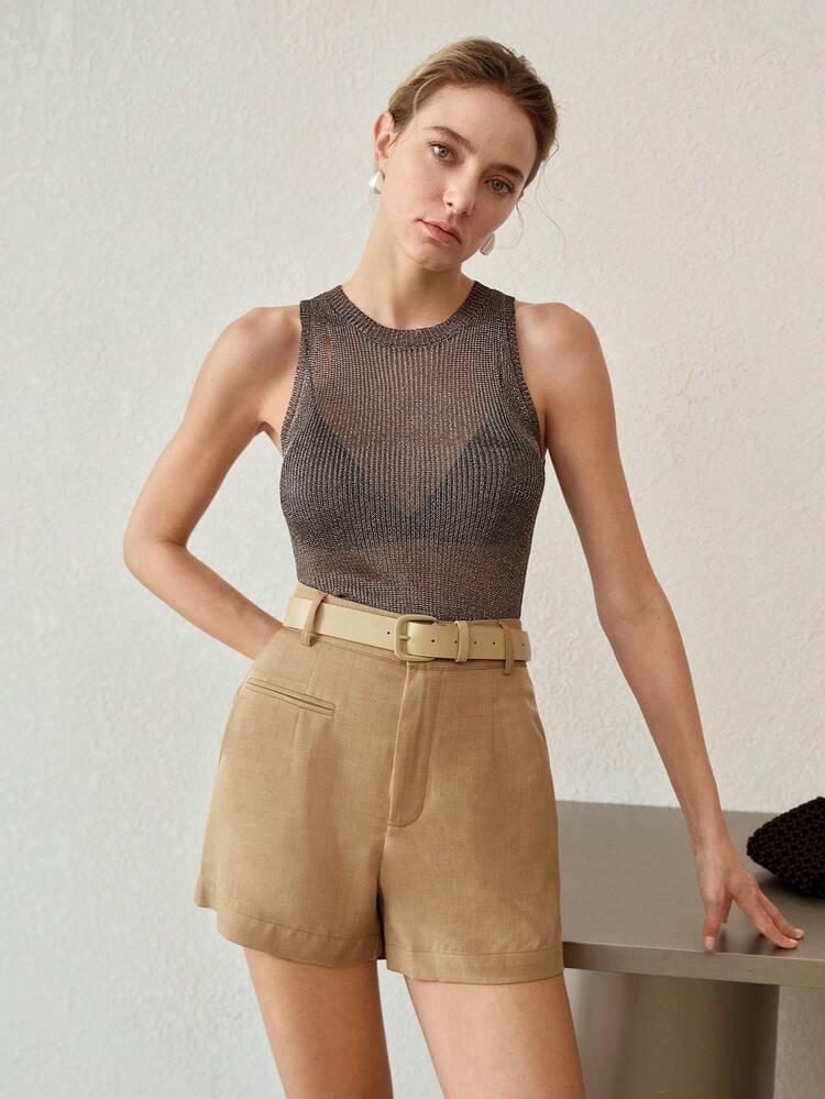 FASHION SHEER SLIM FIT KNIT TOP