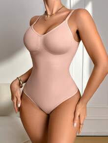 SHEIN 女士简约纯色露背吊带背心 - 粉色 - 查看 3