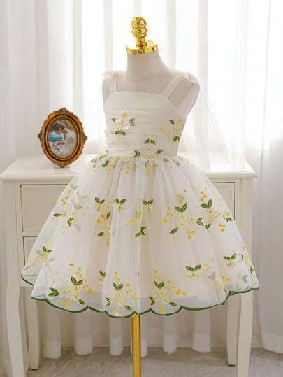 Glamorique Kids Đầm công chúa không tay bằng vải lưới thêu cho bé gái, màu mơ, thích hợp làm phù dâu, dự tiệc trang trọng, đám cưới, tiệc tùng.