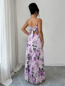Rafferiza Women's Elegant Printed Ruffle Dress Vacation Light Purple Summer - Multicolor - View 2
