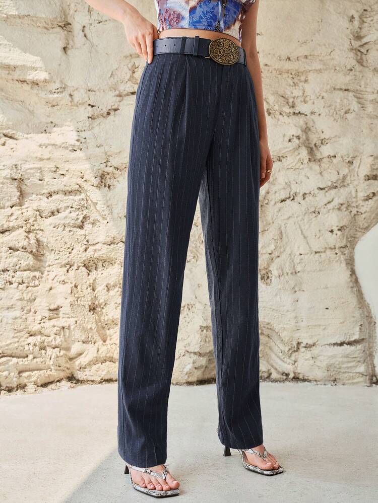 WOMEN'S LINEN FABRIC BELTED CARROT PANTS, SPRING/SUMMER