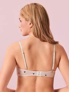 PetitDoll 心形印花鋼圈胸罩內衣 - 杏色 - 查看 2