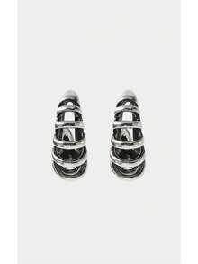 Noxbound Cross-Border New C-Shaped Hollow Spring Stud Earrings, Simple Personalized, Fashionable And Versatile, Suitable For Parties, Concerts And Festivals,Minimalist/Vintage/Elegant,For Mom/Women/Girl/Mother,Summer/Beach/Prom/Part/Vacation/Travel,BOHEMIAN/Modern/Chic,Daily Wear/Work Day - Burning silver - View 4