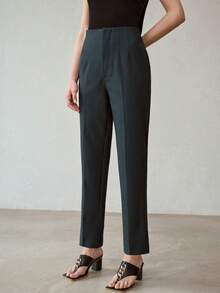 MOTF PREMIUM 女士纯色梭织修身西装裤 - 墨綠色 - 查看 2