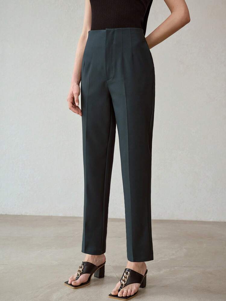 WOMEN'S SOLID COLOR WOVEN SLIM FIT SUIT PANTS